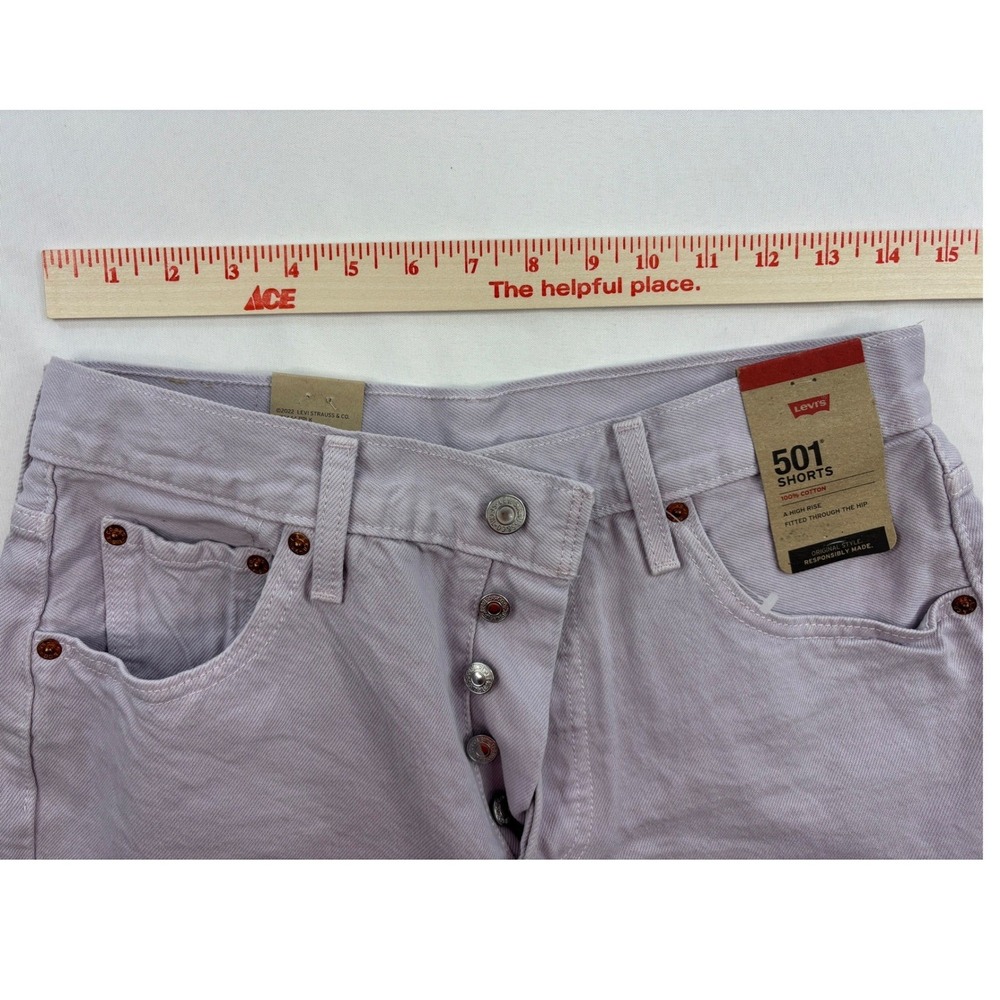 LEVI'S Shorts Women's 28 Lilac Purple 501 High Rise Button Fly Jean Short NWT - Picture 5 of 7